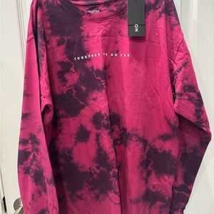 Pink and Black Tie-Dye Long Sleeve peloton sweatshirt